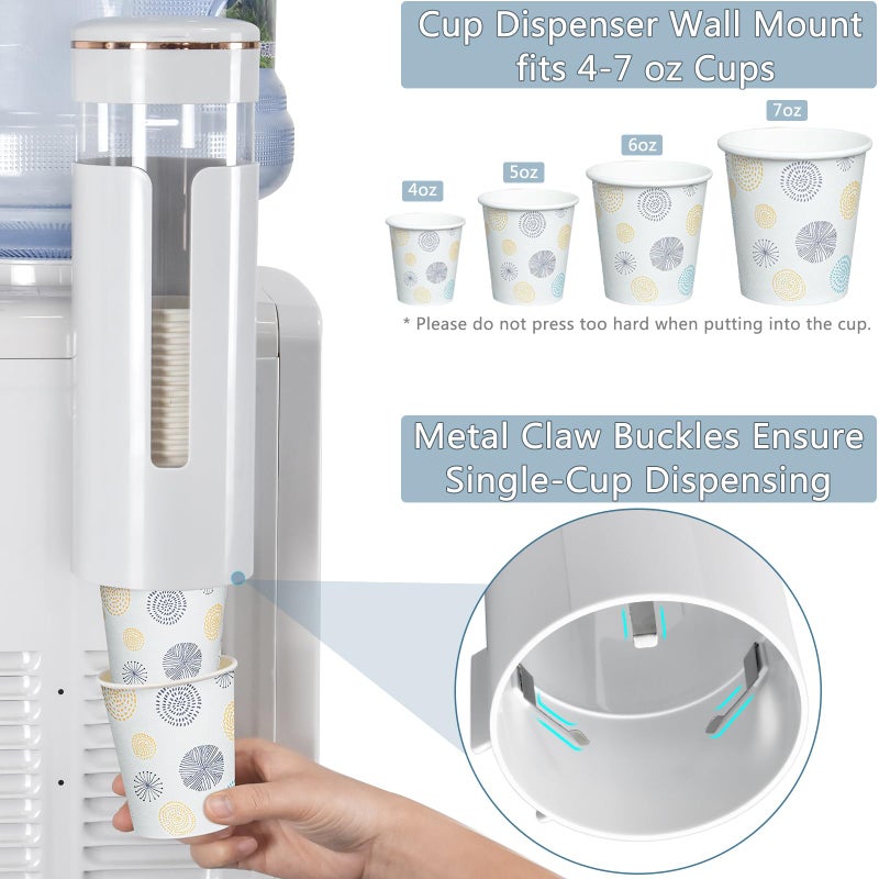 MYITYARD Cup Dispenser  Wall Mount Water Cooler Cup Dispenser fits 4-7 oz Disposable Paper and Plastic Cups  Pull Type Cup Holder for Bathroom  Office  Break Room  Gym  White - Image 2